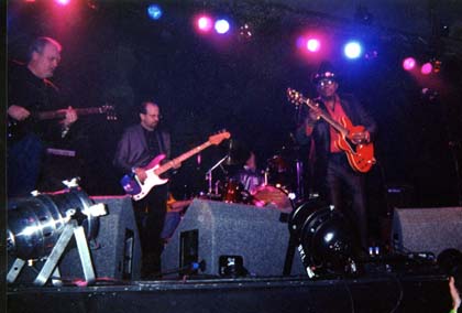 Otis Rush in Edinburgh, April 30, 2000; L-R: Bob Levis, Harlan Terson, Otis Rush